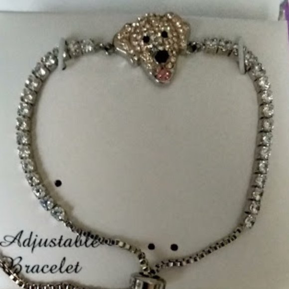 Kohl's Jewelry - KOHL'S DOG SILVER PLATED CLEAR CZ & CHAMPAGNE CRYSTAL ADJUSTABLE BRACELET**NEW!
